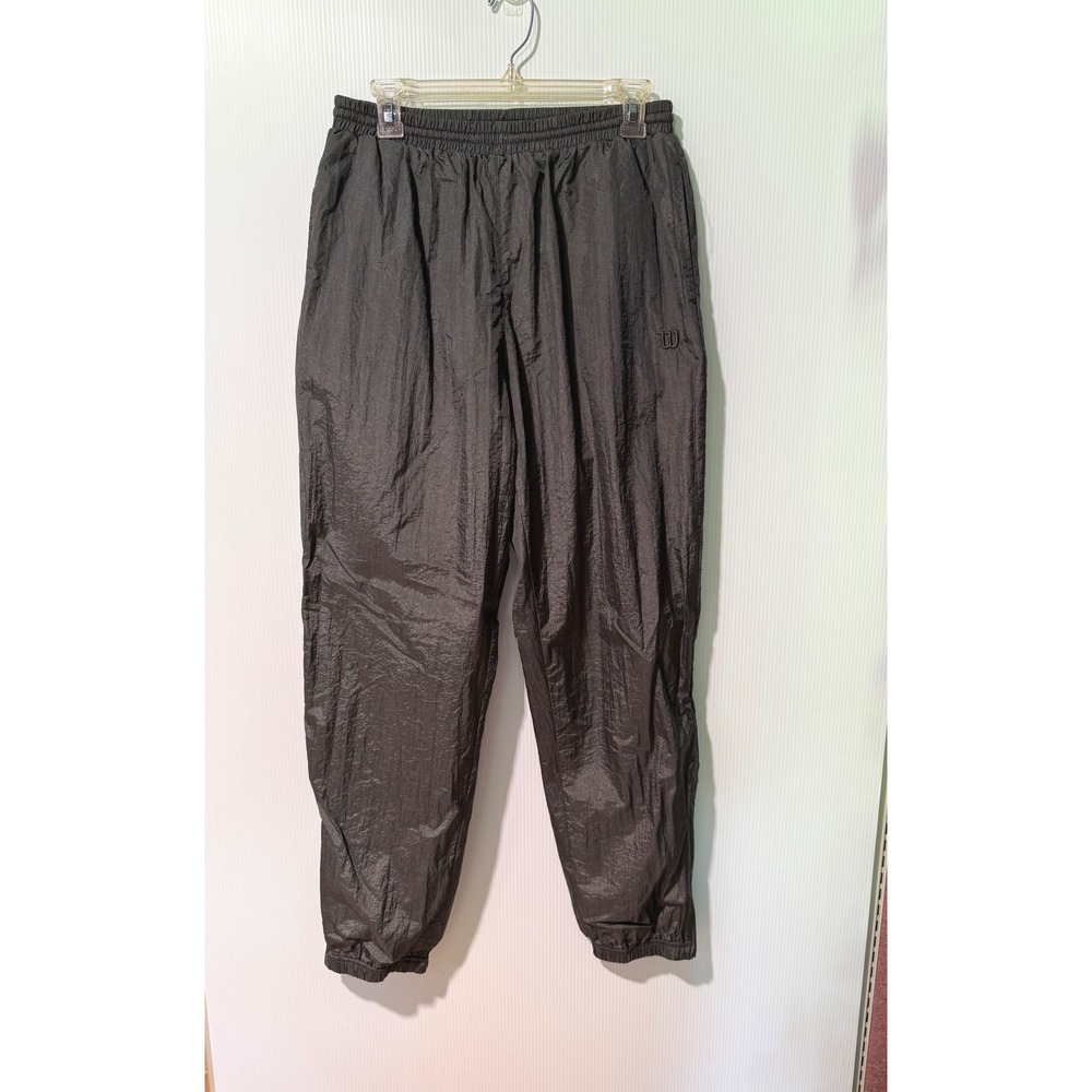 Wilson Gray Wind Pants Mens L Mesh Lined Elastic Waist Track Athletic‎ Joggers